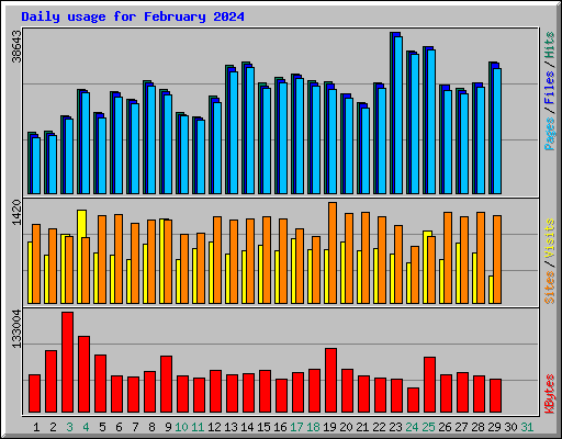 Daily usage for February 2024