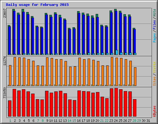 Daily usage for February 2015