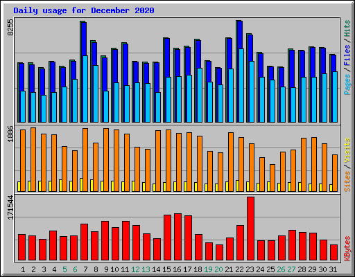 Daily usage for December 2020