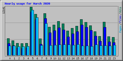 Hourly usage for March 2020